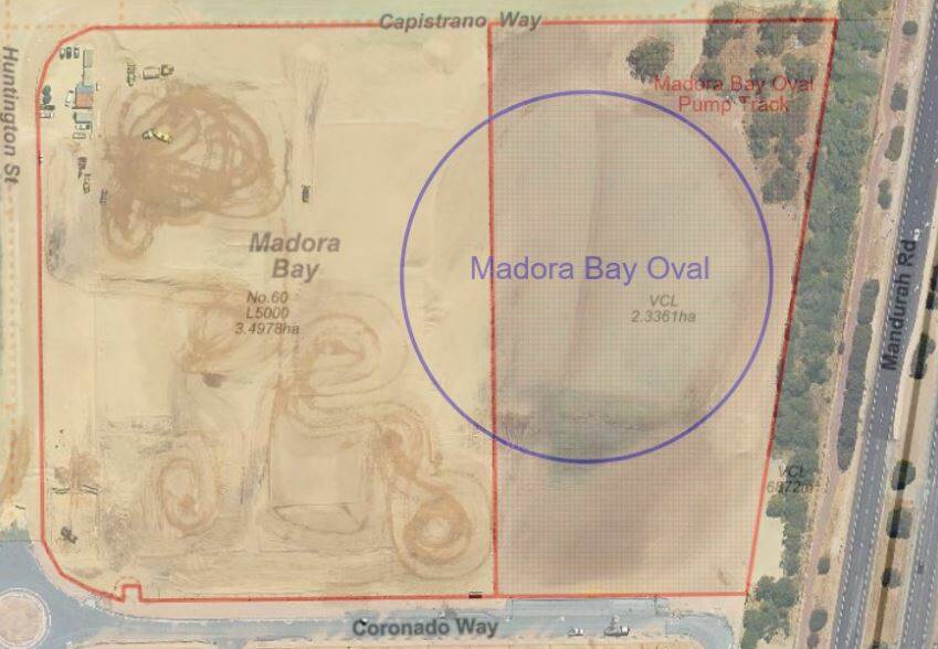 The approximate location of the oval. Image by City of Mandurah.