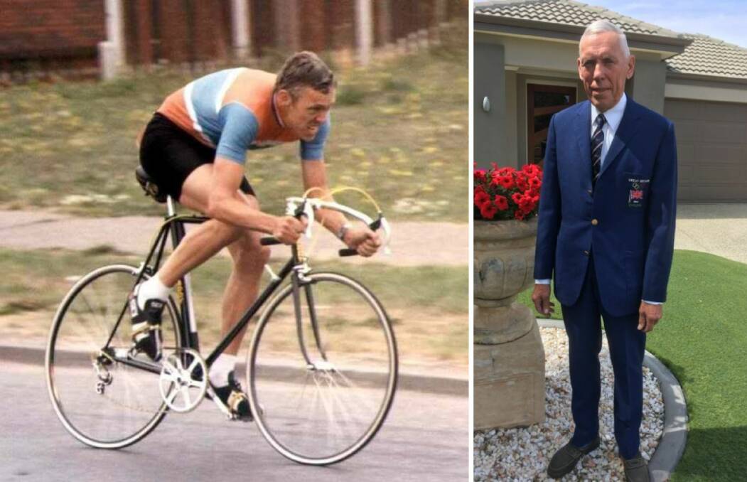 Bob Addy in full flight (left) and in his blazer (right) from the 1964 Tokyo Olympic Games, where he represented Great Britain in the Men's 100km Team Time Trial. Pictures are supplied.